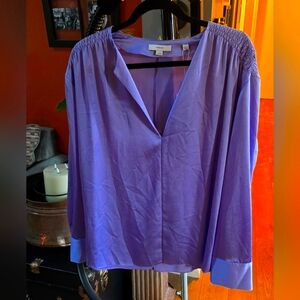 Vince Women's Smocked Blouse, Lily Stone, Size XL